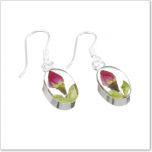 Rosebud Oval Dangle Earrings